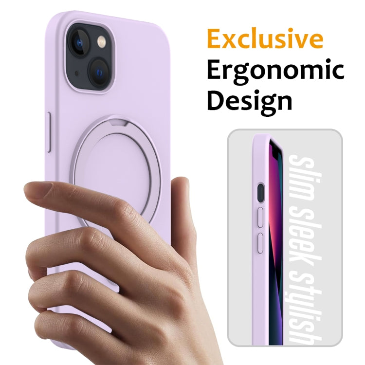 For iPhone 13 MagSafe Magnetic Liquid Silicone Phone Case with Ring Holder(Lilac Purple) - iPhone 13 Cases by PMC Jewellery | Online Shopping South Africa | PMC Jewellery