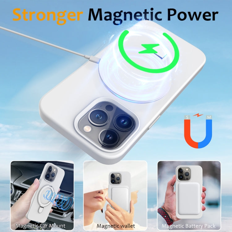 For iPhone 14 Pro Max MagSafe Magnetic Liquid Silicone Phone Case with Ring Holder(White) - iPhone 14 Pro Max Cases by PMC Jewellery | Online Shopping South Africa | PMC Jewellery