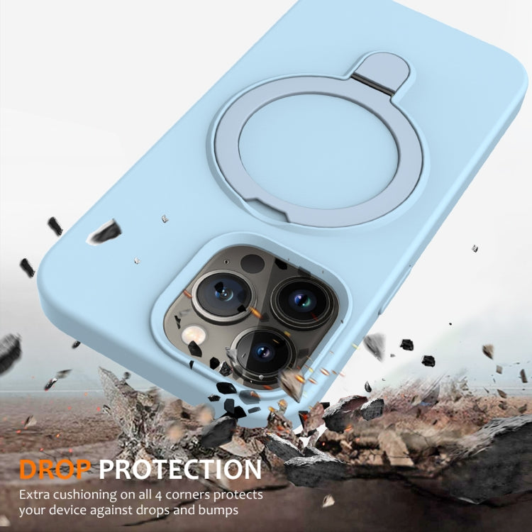 For iPhone 15 Pro MagSafe Magnetic Liquid Silicone Phone Case with Ring Holder(Sky Blue) - iPhone 15 Pro Cases by PMC Jewellery | Online Shopping South Africa | PMC Jewellery