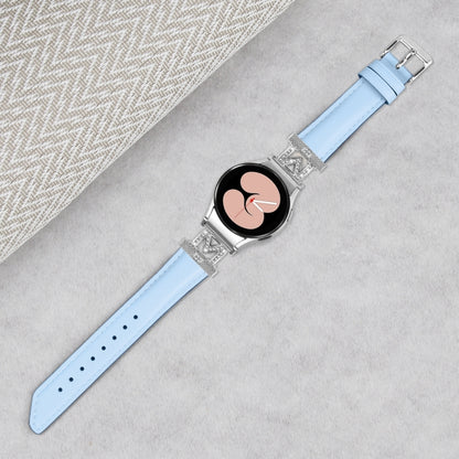 For Samsung Galaxy Watch6 / 6 Classic M Letter D-shaped Twill Leather Watch Band(Silver Blue) - Watch Bands by PMC Jewellery | Online Shopping South Africa | PMC Jewellery