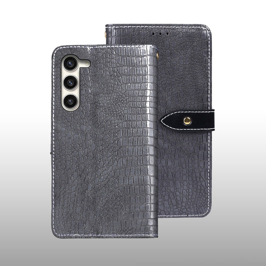 For Samsung Galaxy S24 5G idewei Crocodile Texture Leather Phone Case(Grey) - Galaxy S24 5G Cases by idewei | Online Shopping South Africa | PMC Jewellery | Buy Now Pay Later Mobicred