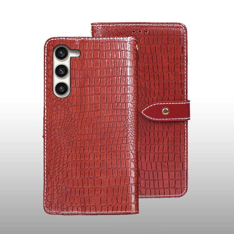 For Samsung Galaxy S24+ 5G idewei Crocodile Texture Leather Phone Case(Red) - Galaxy S24+ 5G Cases by idewei | Online Shopping South Africa | PMC Jewellery | Buy Now Pay Later Mobicred