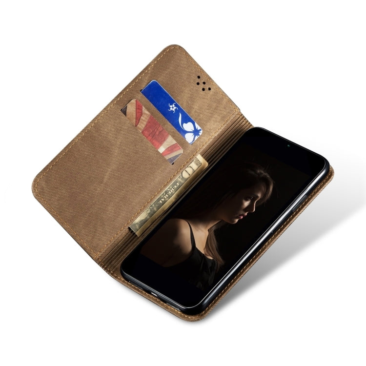 For Motorola Moto E14 Denim Texture Flip Leather Phone Case(Khaki) - free shipping - PMC TechLife - Order now!