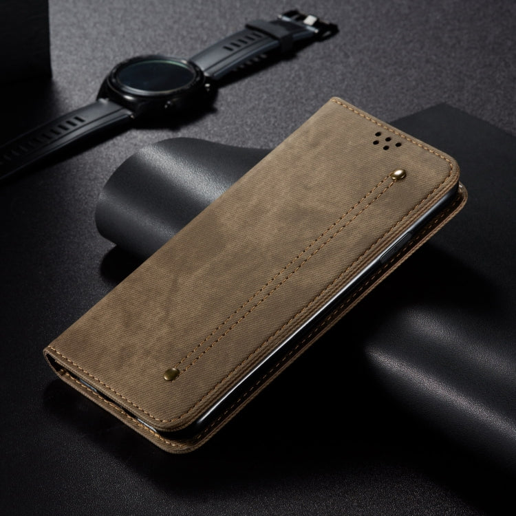 For Motorola Moto G85 Denim Texture Flip Leather Phone Case(Khaki) - free shipping - PMC TechLife - Order now!