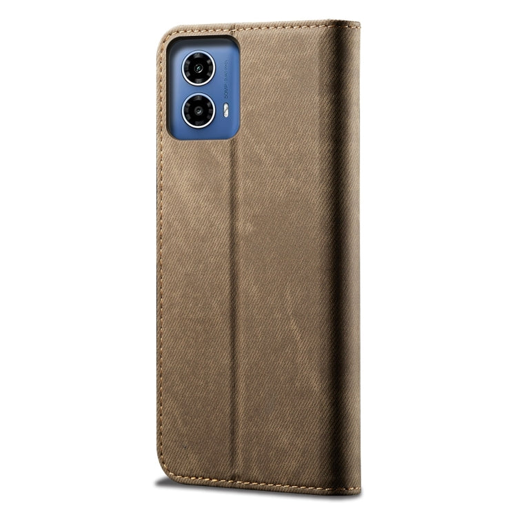 For Motorola Moto G85 Denim Texture Flip Leather Phone Case(Khaki) - free shipping - PMC TechLife - Order now!