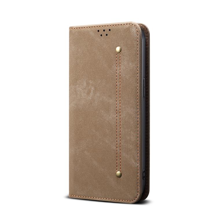 For Motorola Moto G15 Denim Texture Flip Leather Phone Case(Khaki) - free shipping - PMC TechLife - Order now!