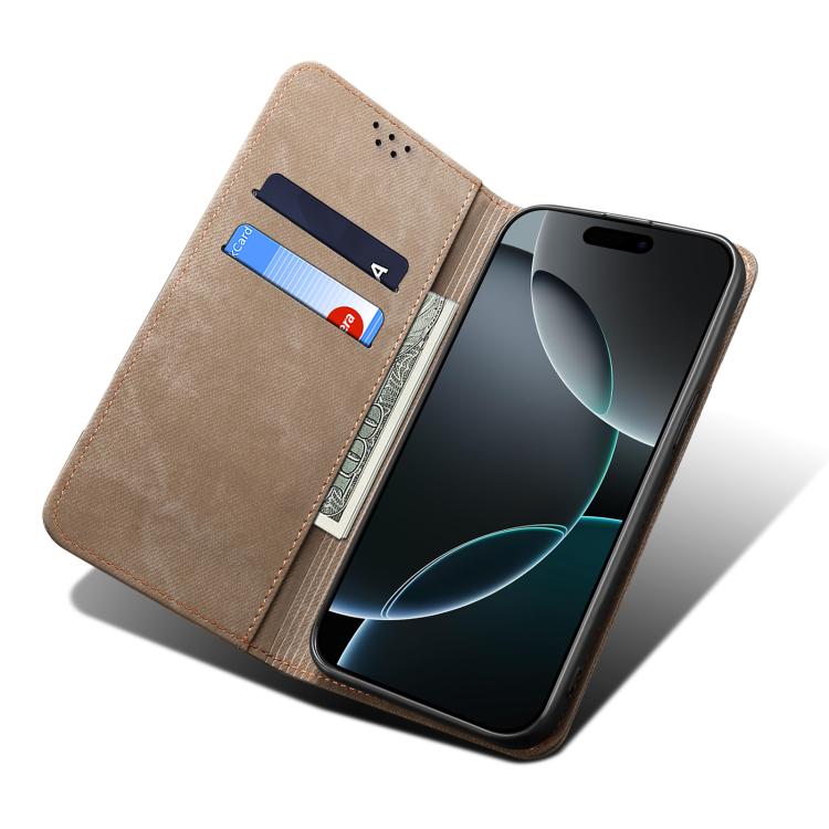 For Motorola Moto G15 Denim Texture Flip Leather Phone Case(Khaki) - free shipping - PMC TechLife - Order now!
