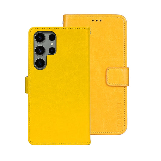 For Samsung Galaxy S24 Ultra 5G idewei Crazy Horse Texture Leather Phone Case(Yellow) - Galaxy S24 Ultra 5G Cases by idewei | Online Shopping South Africa | PMC Jewellery | Buy Now Pay Later Mobicred