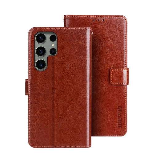 For Samsung Galaxy S24 Ultra 5G idewei Crazy Horse Texture Leather Phone Case(Brown) - Galaxy S24 Ultra 5G Cases by idewei | Online Shopping South Africa | PMC Jewellery | Buy Now Pay Later Mobicred