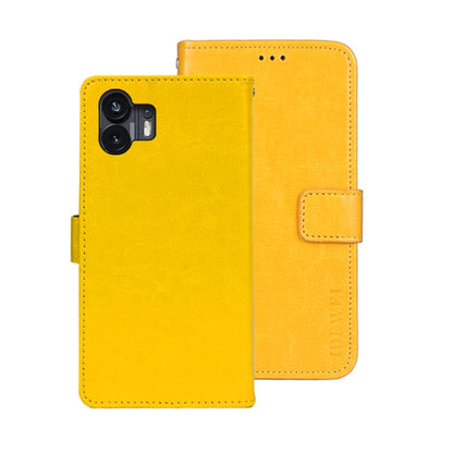 For Nothing Phone 2 idewei Crazy Horse Texture Leather Phone Case with Holder(Yellow) - More Brand by idewei | Online Shopping South Africa | PMC Jewellery | Buy Now Pay Later Mobicred