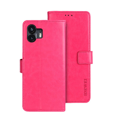 For Nothing Phone 2 idewei Crazy Horse Texture Leather Phone Case with Holder(Rose Red) - More Brand by idewei | Online Shopping South Africa | PMC Jewellery | Buy Now Pay Later Mobicred