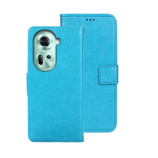 For OPPO Reno11 5G Global idewei Crazy Horse Texture Leather Phone Case with Holder(Sky Blue) - Reno11 Cases by idewei | Online Shopping South Africa | PMC Jewellery | Buy Now Pay Later Mobicred