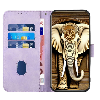 For Google Pixel 9 YX0060 Elephant Head Embossed Phone Leather Case with Lanyard(Light Purple) - Google Cases by PMC Jewellery | Online Shopping South Africa | PMC Jewellery | Buy Now Pay Later Mobicred