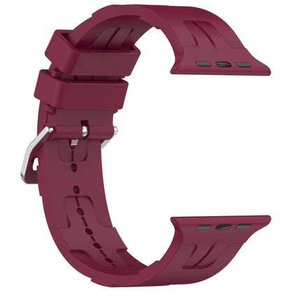 For Apple Watch Series 4 40mm H Texture Silicone Ladder Buckle Watch Band(Wine Red) - Watch Bands by PMC Jewellery | Online Shopping South Africa | PMC Jewellery