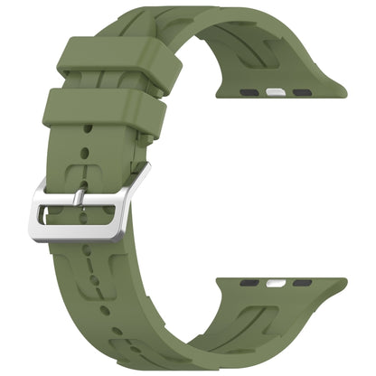 For Apple Watch Series 3 42mm H Texture Silicone Ladder Buckle Watch Band(Army Green) - Watch Bands by PMC Jewellery | Online Shopping South Africa | PMC Jewellery