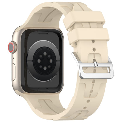 For Apple Watch Series 2 42mm H Texture Silicone Ladder Buckle Watch Band(Khaki) - Watch Bands by PMC Jewellery | Online Shopping South Africa | PMC Jewellery