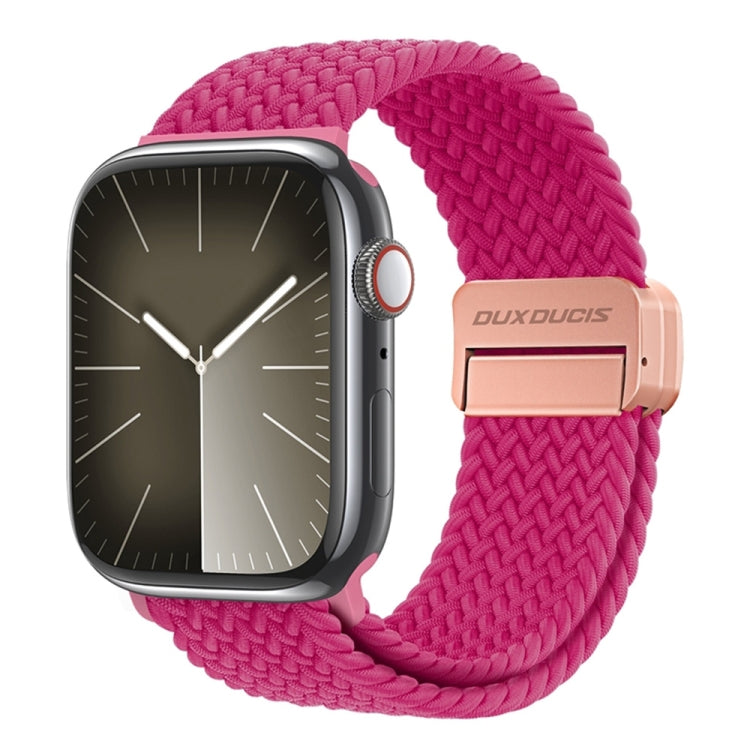 For Apple Watch Series 8 45mm DUX DUCIS Mixture Pro Series Magnetic Buckle Nylon Braid Watch Band(Raspberry Color) - Watch Bands by DUX DUCIS | Online Shopping South Africa | PMC Jewellery | Buy Now Pay Later Mobicred