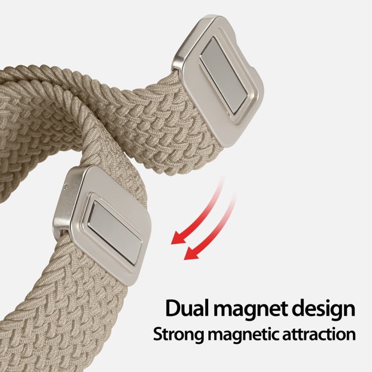 For Apple Watch Series 7 45mm DUX DUCIS Mixture Pro Series Magnetic Buckle Nylon Braid Watch Band(Beige) - Watch Bands by DUX DUCIS | Online Shopping South Africa | PMC Jewellery | Buy Now Pay Later Mobicred