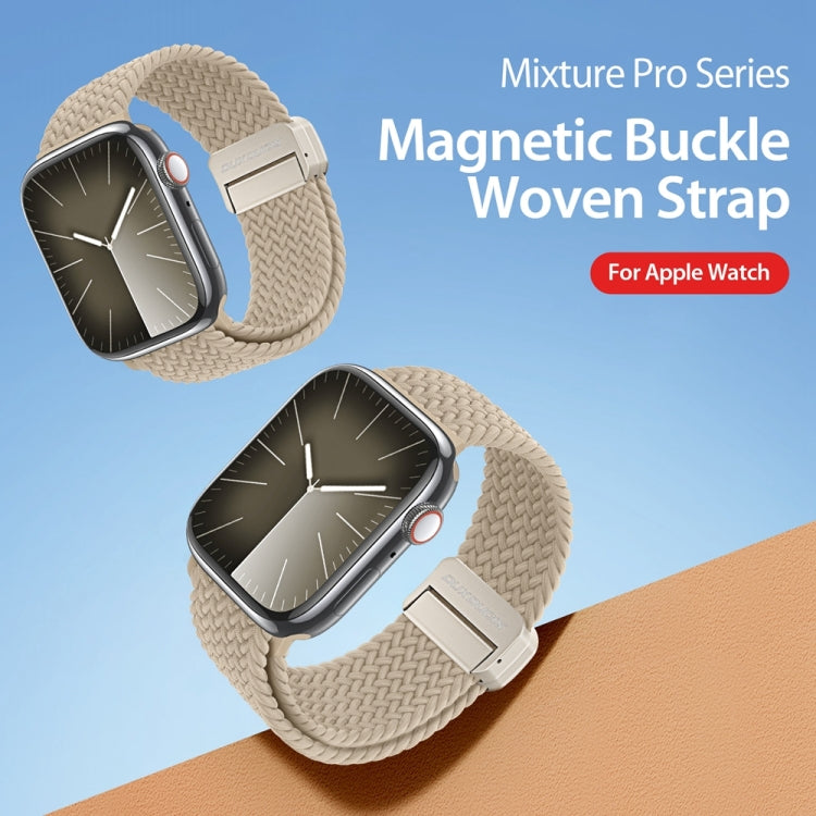 For Apple Watch Series 2 38mm DUX DUCIS Mixture Pro Series Magnetic Buckle Nylon Braid Watch Band(Beige) - Watch Bands by DUX DUCIS | Online Shopping South Africa | PMC Jewellery | Buy Now Pay Later Mobicred