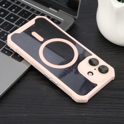 For iPhone 16 Colorful Two-Color Lens Film MagSafe Magnetic Horn Acrylic+TPU Case(Pink) - iPhone 16 Cases by PMC Jewellery | Online Shopping South Africa | PMC Jewellery | Buy Now Pay Later Mobicred