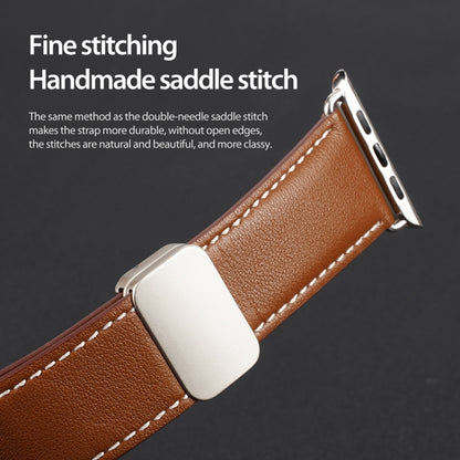 For Apple Watch SE 2023 44mm DUX DUCIS YA Series Magnetic Buckle Genuine Leather Watch Band(Brown) - Watch Bands by DUX DUCIS | Online Shopping South Africa | PMC Jewellery | Buy Now Pay Later Mobicred