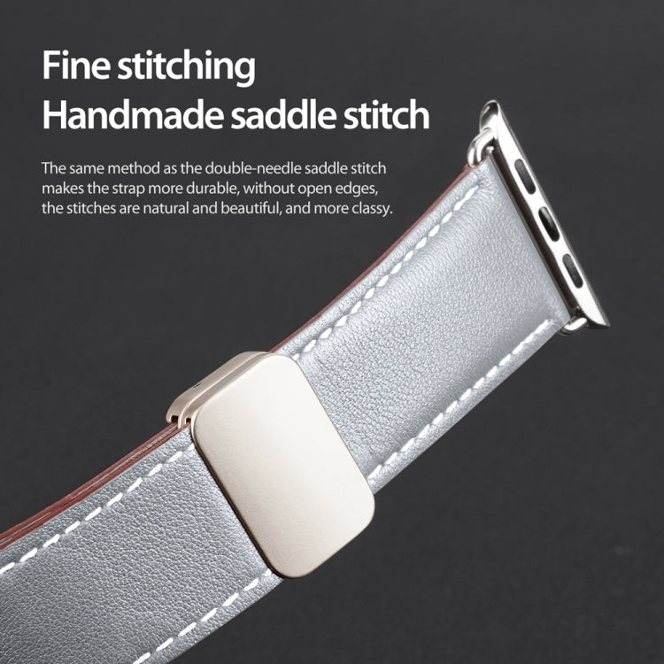 For Apple Watch SE 2023 44mm DUX DUCIS YA Series Magnetic Buckle Genuine Leather Watch Band(Grey) - Watch Bands by DUX DUCIS | Online Shopping South Africa | PMC Jewellery | Buy Now Pay Later Mobicred