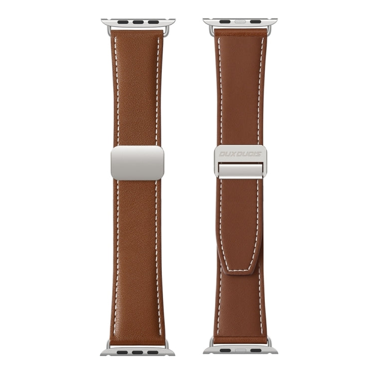 For Apple Watch SE 2023 40mm DUX DUCIS YA Series Magnetic Buckle Genuine Leather Watch Band(Brown) - Watch Bands by DUX DUCIS | Online Shopping South Africa | PMC Jewellery | Buy Now Pay Later Mobicred