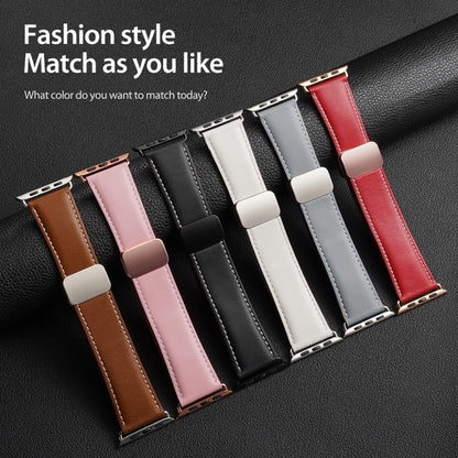 For Apple Watch SE 2023 40mm DUX DUCIS YA Series Magnetic Buckle Genuine Leather Watch Band(Pink) - Watch Bands by DUX DUCIS | Online Shopping South Africa | PMC Jewellery | Buy Now Pay Later Mobicred