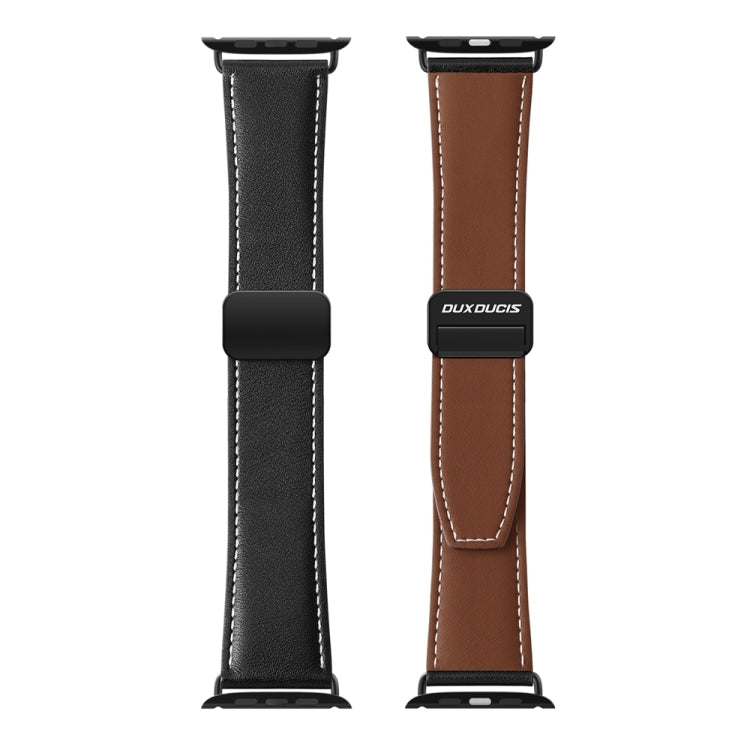 For Apple Watch Ultra 2 49mm DUX DUCIS YA Series Magnetic Buckle Genuine Leather Watch Band(Black) - Watch Bands by DUX DUCIS | Online Shopping South Africa | PMC Jewellery | Buy Now Pay Later Mobicred