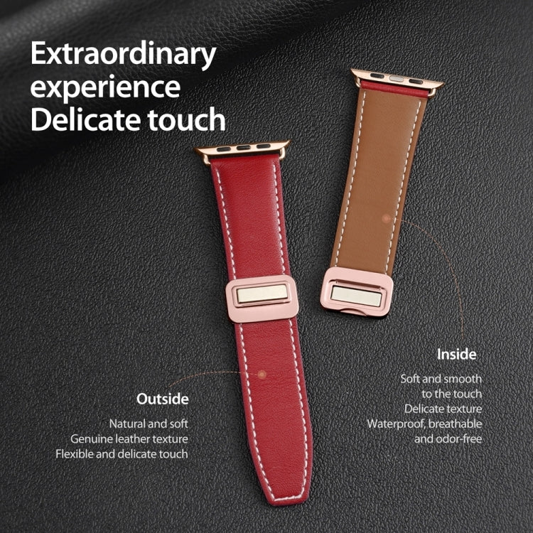 For Apple Watch Ultra 2 49mm DUX DUCIS YA Series Magnetic Buckle Genuine Leather Watch Band(Red) - Watch Bands by DUX DUCIS | Online Shopping South Africa | PMC Jewellery | Buy Now Pay Later Mobicred