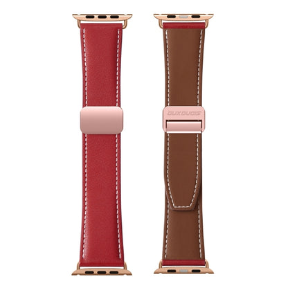 For Apple Watch Ultra 49mm DUX DUCIS YA Series Magnetic Buckle Genuine Leather Watch Band(Red) - Watch Bands by DUX DUCIS | Online Shopping South Africa | PMC Jewellery | Buy Now Pay Later Mobicred