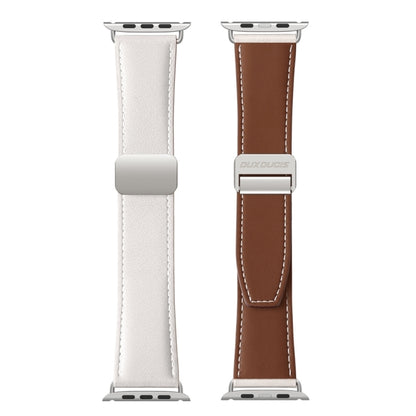 For Apple Watch Ultra 49mm DUX DUCIS YA Series Magnetic Buckle Genuine Leather Watch Band(White) - Watch Bands by DUX DUCIS | Online Shopping South Africa | PMC Jewellery | Buy Now Pay Later Mobicred