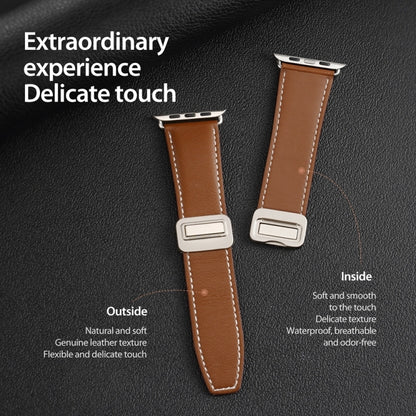 For Apple Watch Series 8 41mm DUX DUCIS YA Series Magnetic Buckle Genuine Leather Watch Band(Brown) - Watch Bands by DUX DUCIS | Online Shopping South Africa | PMC Jewellery | Buy Now Pay Later Mobicred