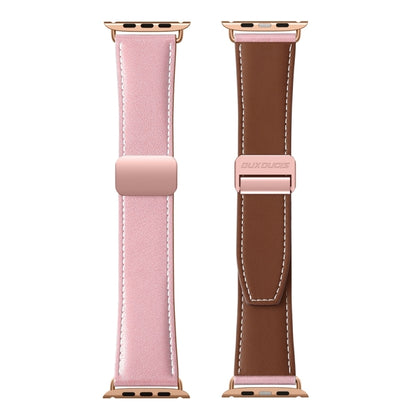 For Apple Watch Series 8 41mm DUX DUCIS YA Series Magnetic Buckle Genuine Leather Watch Band(Pink) - Watch Bands by DUX DUCIS | Online Shopping South Africa | PMC Jewellery | Buy Now Pay Later Mobicred