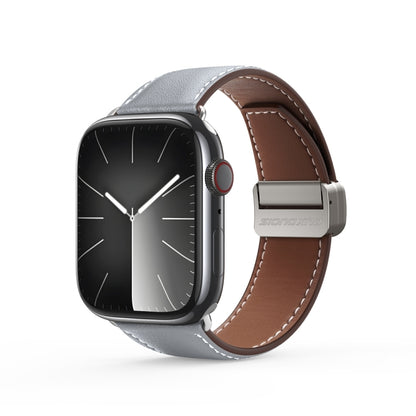 For Apple Watch Series 6 40mm DUX DUCIS YA Series Magnetic Buckle Genuine Leather Watch Band(Grey) - Watch Bands by DUX DUCIS | Online Shopping South Africa | PMC Jewellery | Buy Now Pay Later Mobicred