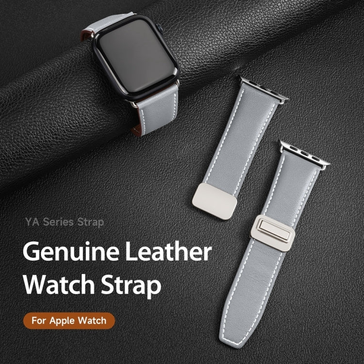 For Apple Watch Series 6 40mm DUX DUCIS YA Series Magnetic Buckle Genuine Leather Watch Band(Grey) - Watch Bands by DUX DUCIS | Online Shopping South Africa | PMC Jewellery | Buy Now Pay Later Mobicred