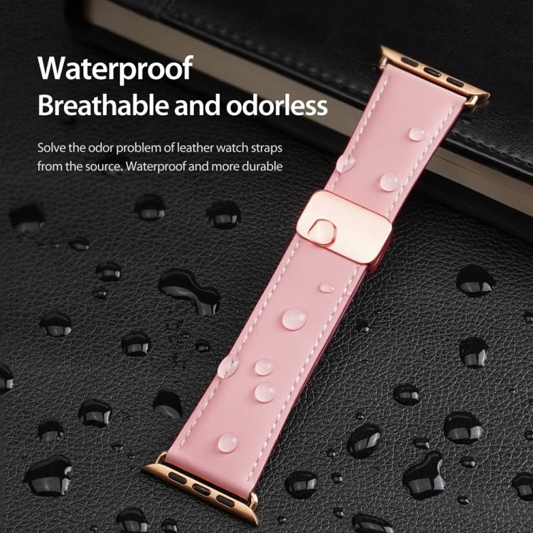 For Apple Watch Series 2 38mm DUX DUCIS YA Series Magnetic Buckle Genuine Leather Watch Band(Pink) - Watch Bands by DUX DUCIS | Online Shopping South Africa | PMC Jewellery | Buy Now Pay Later Mobicred