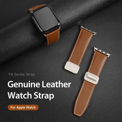 For Apple Watch 38mm DUX DUCIS YA Series Magnetic Buckle Genuine Leather Watch Band(Brown) - Watch Bands by DUX DUCIS | Online Shopping South Africa | PMC Jewellery | Buy Now Pay Later Mobicred