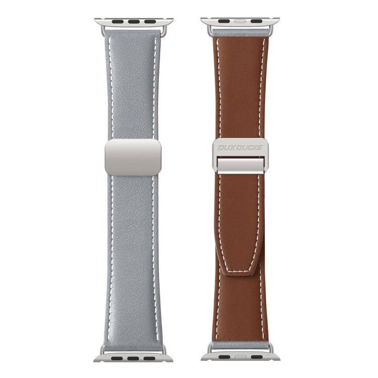 For Apple Watch 38mm DUX DUCIS YA Series Magnetic Buckle Genuine Leather Watch Band(Grey) - Watch Bands by DUX DUCIS | Online Shopping South Africa | PMC Jewellery | Buy Now Pay Later Mobicred