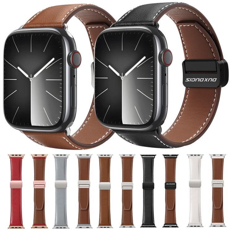 For Apple Watch Series 2 42mm DUX DUCIS YA Series Magnetic Buckle Genuine Leather Watch Band(Red) - Watch Bands by DUX DUCIS | Online Shopping South Africa | PMC Jewellery | Buy Now Pay Later Mobicred