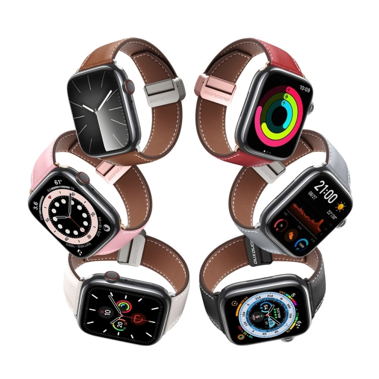 For Apple Watch 38mm DUX DUCIS YA Series Magnetic Buckle Genuine Leather Watch Band(Pink) - Watch Bands by DUX DUCIS | Online Shopping South Africa | PMC Jewellery | Buy Now Pay Later Mobicred