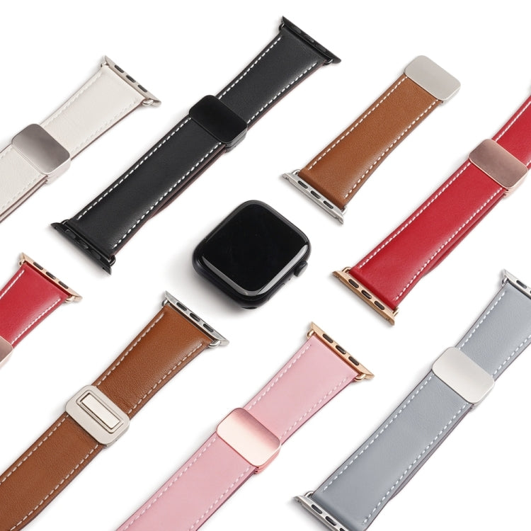 For Apple Watch Series 8 41mm DUX DUCIS YA Series Magnetic Buckle Genuine Leather Watch Band(Grey) - Watch Bands by DUX DUCIS | Online Shopping South Africa | PMC Jewellery | Buy Now Pay Later Mobicred