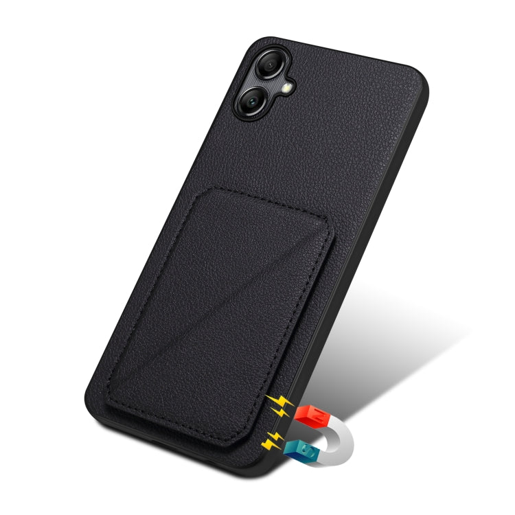 For Samsung Galaxy S24 5G Denior Imitation Calf Leather Back Phone Case with Holder(Black) - Galaxy S24 5G Cases by Denior | Online Shopping South Africa | PMC Jewellery | Buy Now Pay Later Mobicred