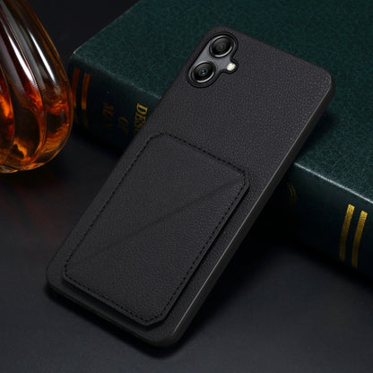 For Samsung Galaxy S24 5G Denior Imitation Calf Leather Back Phone Case with Holder(Black) - Galaxy S24 5G Cases by Denior | Online Shopping South Africa | PMC Jewellery | Buy Now Pay Later Mobicred