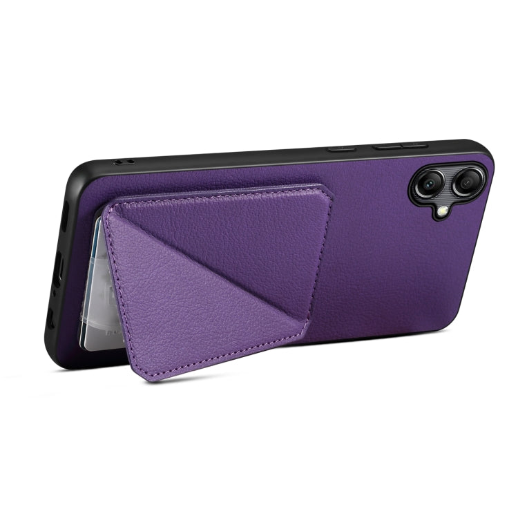 For Samsung Galaxy S24+ 5G Denior Imitation Calf Leather Back Phone Case with Holder(Purple) - Galaxy S24+ 5G Cases by Denior | Online Shopping South Africa | PMC Jewellery | Buy Now Pay Later Mobicred