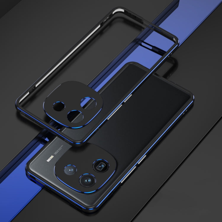 For vivo iQOO 12 Aurora Series Lens Protector + Metal Frame Phone Case(Black Blue) - iQOO 12 Cases by PMC Jewellery | Online Shopping South Africa | PMC Jewellery
