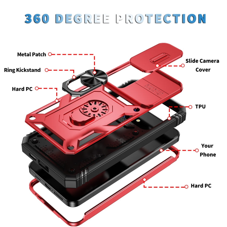 For Samsung Galaxy S24 5G Sliding Camshield TPU + PC Phone Case with Holder(Red+Black) - Galaxy S24 5G Cases by PMC Jewellery | Online Shopping South Africa | PMC Jewellery