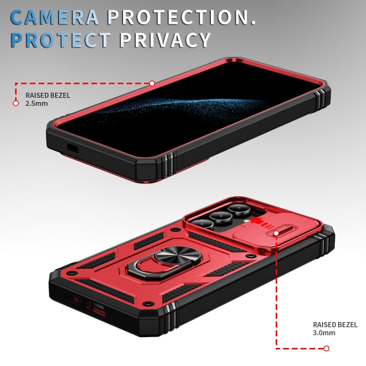 For Samsung Galaxy S24 5G Sliding Camshield TPU + PC Phone Case with Holder(Red+Black) - Galaxy S24 5G Cases by PMC Jewellery | Online Shopping South Africa | PMC Jewellery