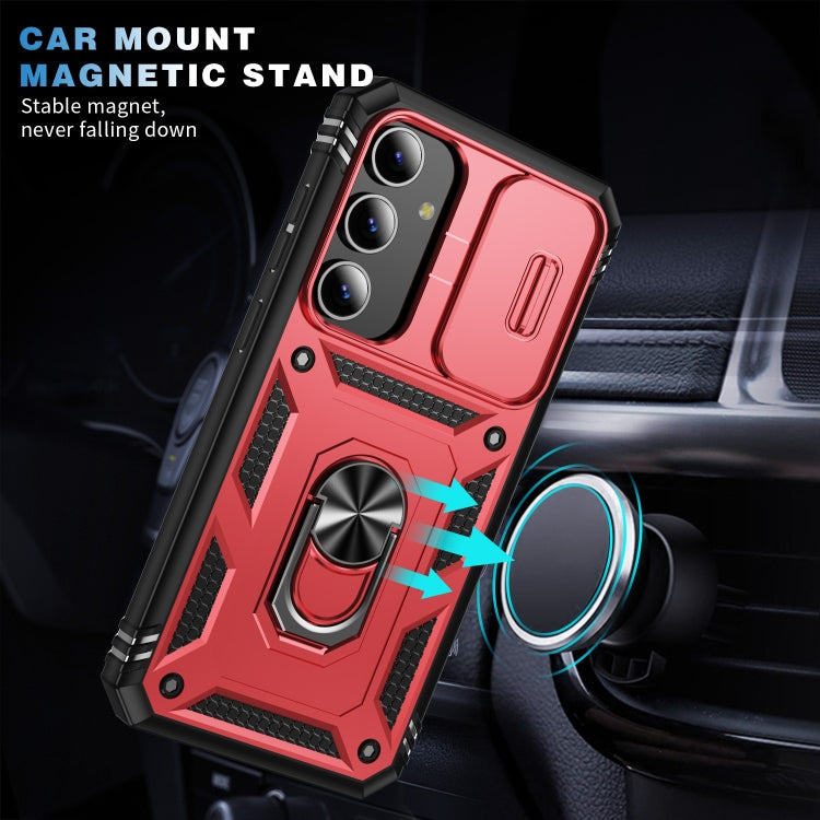 For Samsung Galaxy S24 5G Sliding Camshield TPU + PC Phone Case with Holder(Red+Black) - Galaxy S24 5G Cases by PMC Jewellery | Online Shopping South Africa | PMC Jewellery