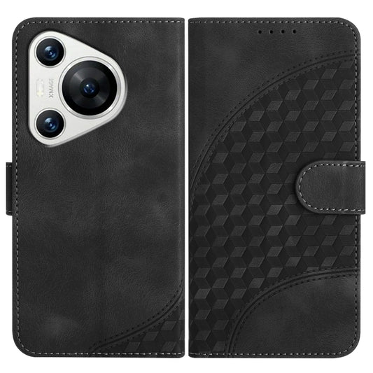 For Huawei Pura 70 YX0060 Elephant Head Embossed Phone Leather Case with Lanyard(Black) - Huawei Cases by PMC Jewellery | Online Shopping South Africa | PMC Jewellery | Buy Now Pay Later Mobicred